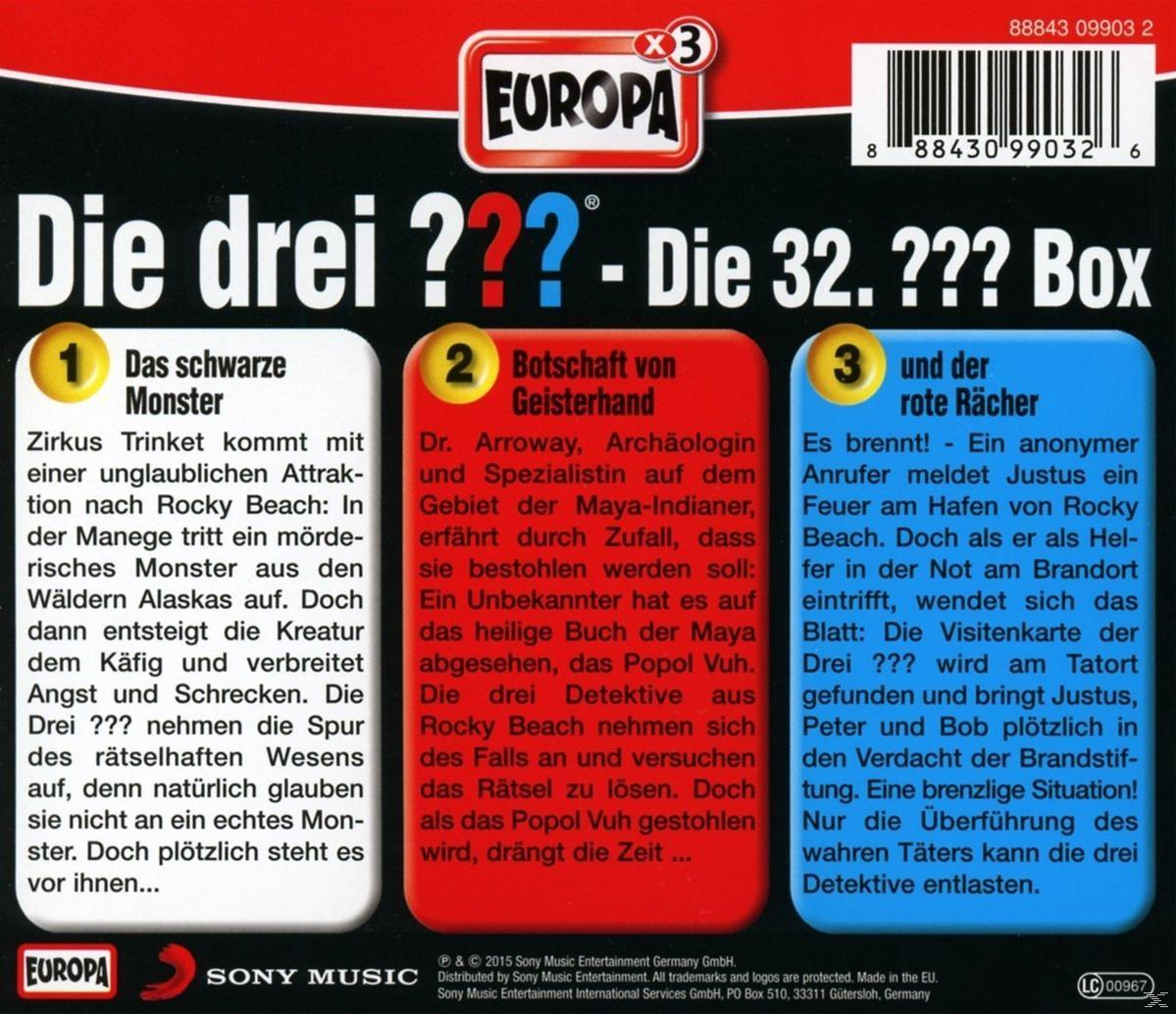 Cover des Buches 'Die drei ???' mit einem Box-Set-Design, das Text und Bilder enthält.