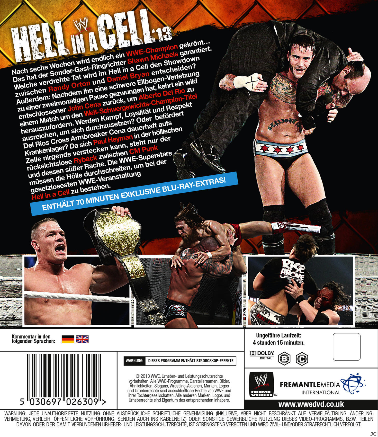Wrestler in Aktion auf einem DVD-Cover: zwei Wrestler kämpfen und einer hält einen Meistergürtel.