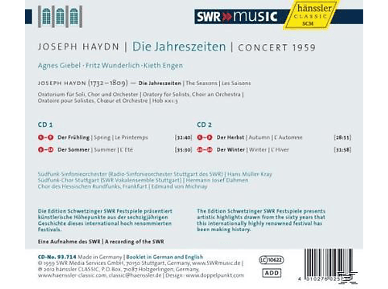 Thumbnail - Fritz Wunderlich, Kieth Engen, Müller-Kray/Giebel/Wunderlich/Engen, Agnes Giebel - Die Jahreszeiten (Konzert 1959) (CD)