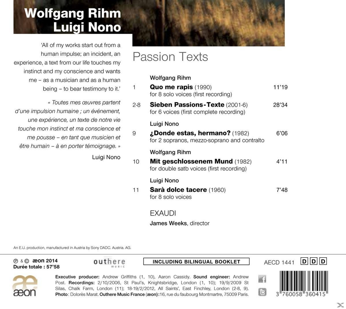 Exaudi - Passion Texts  - (CD)