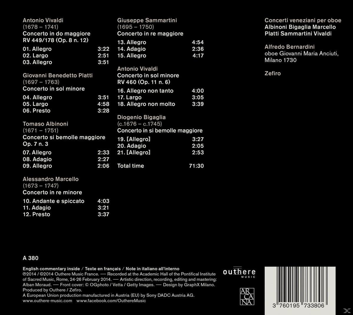 Alfredo Bernardini, Zefiro - Concerti veneziani per oboe  - (CD)