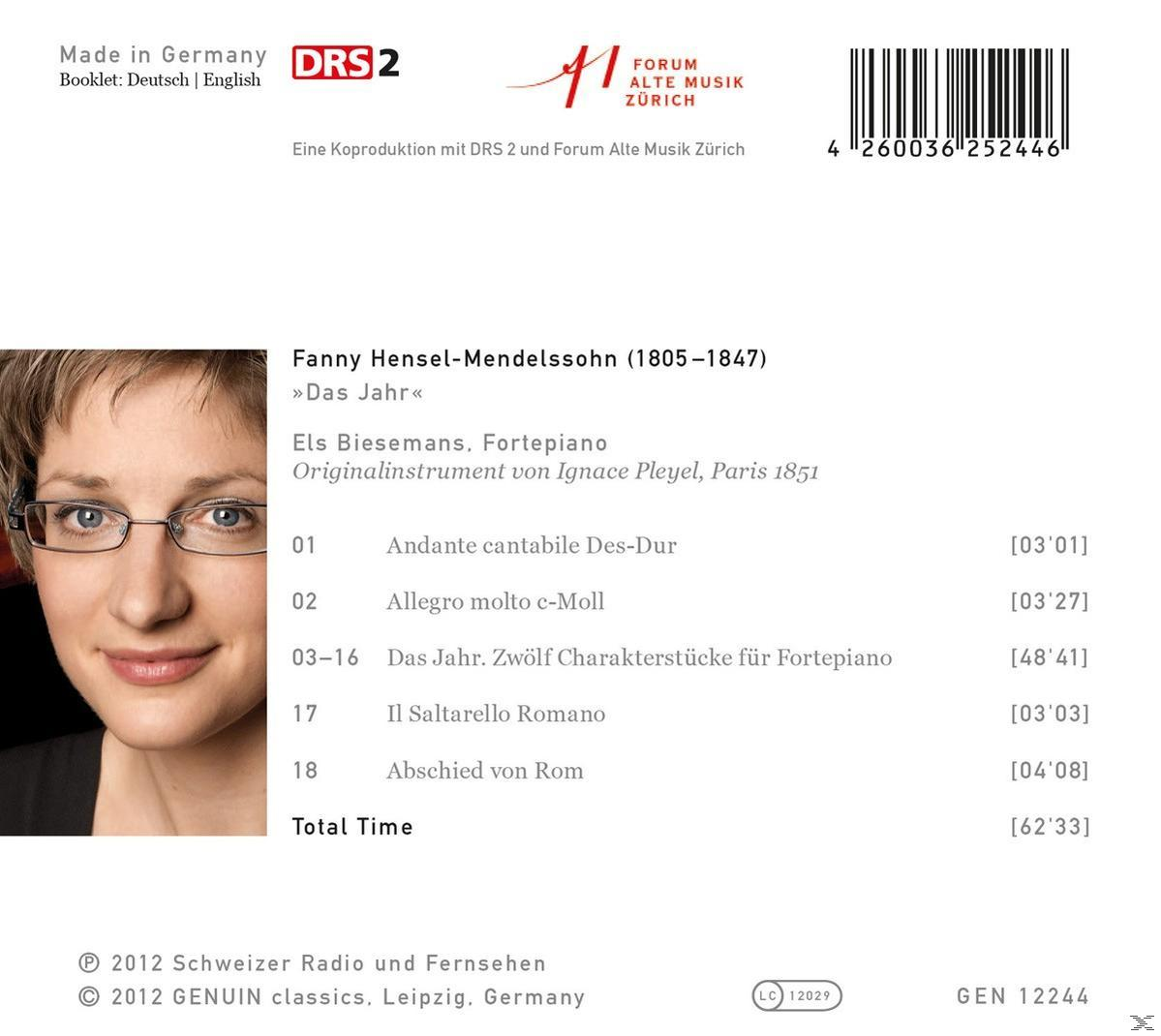 CD-Cover mit Frau mit Brille und musikalischen Details. Titel: Das Jahr.