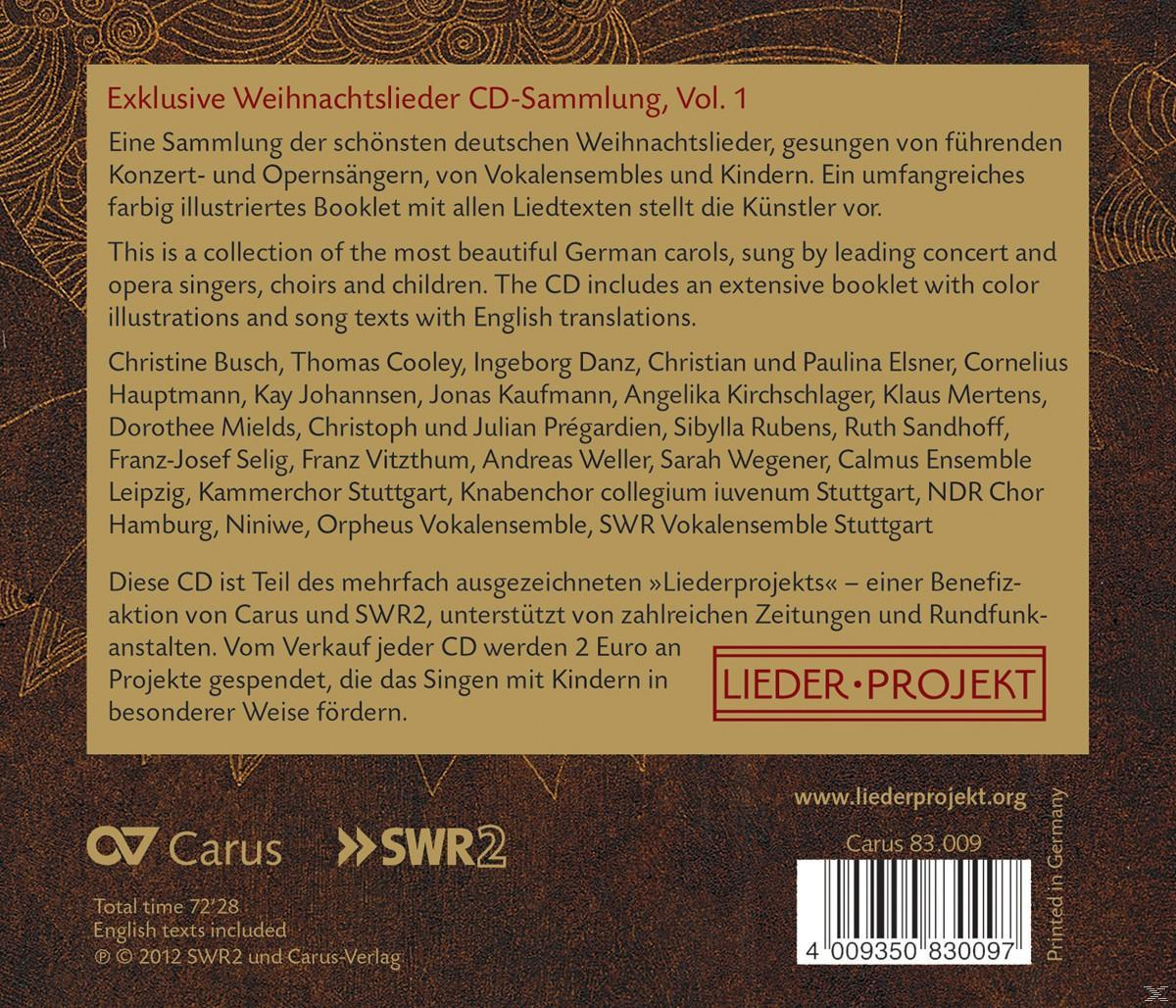 Buchcover mit Text und einer Sammlung deutscher Weihnachtslieder.
