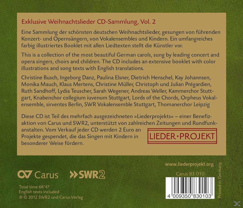 CD-Hülle mit deutschem Text über Weihnachtslieder, mit rotem Logo.