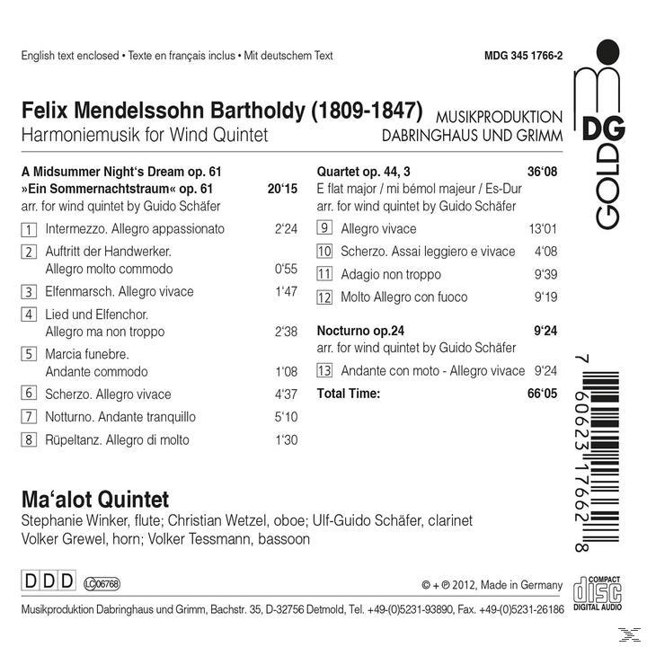 Ma Alot Quintett - Harmoniemusik For Wind Quintet  - (CD)