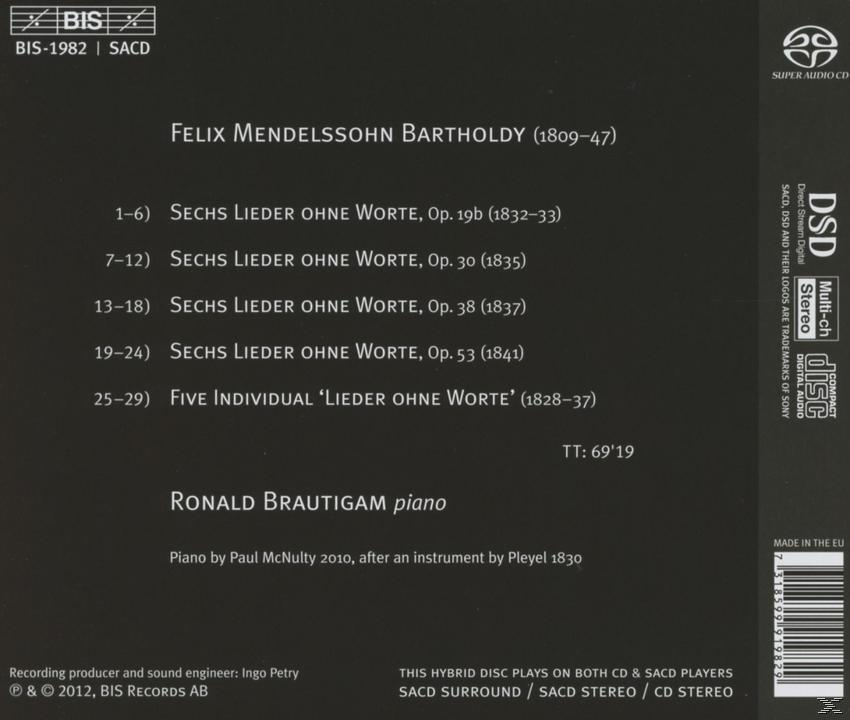 Ronald Brautigam - Lieder ohne Worte  - (SACD Hybrid)