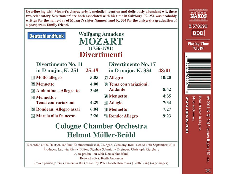 Thumbnail - Helmut Müller-brühl, Cologne Chamber Orchestra - Divertimenti (CD)