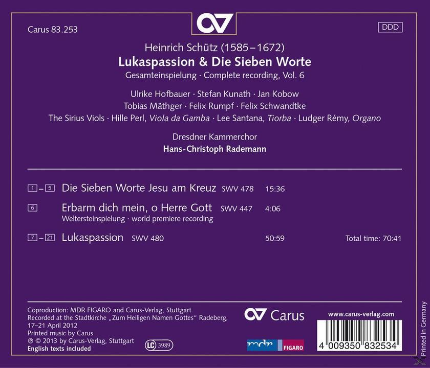 Album-Rückseite mit Text über eine musikalische Komposition, Credits und einem Logo in Lila.