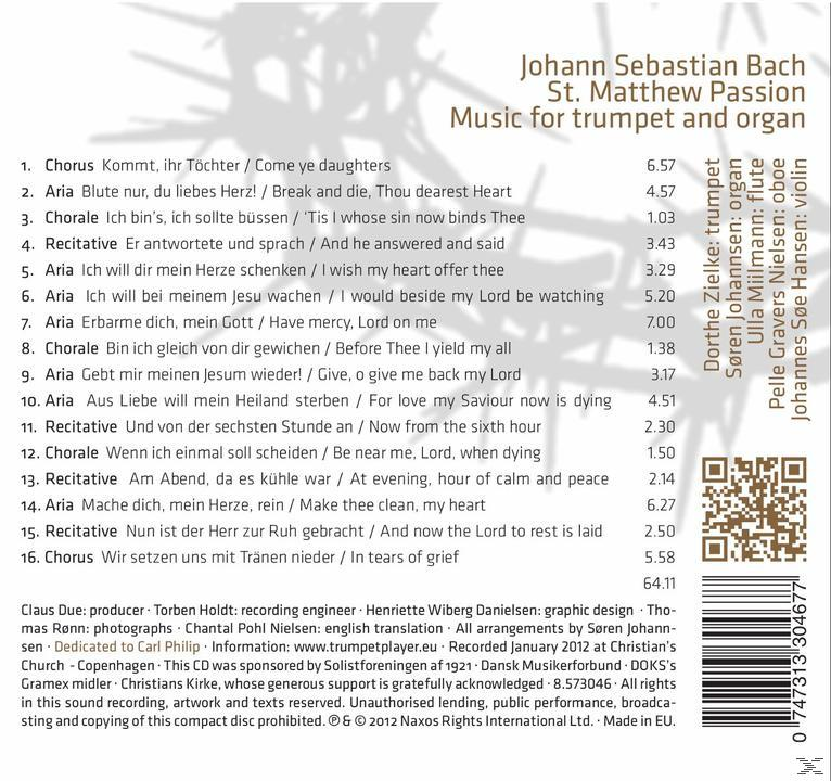 Albumcover mit Text und Noten auf weißem Hintergrund, mit Titelliste.