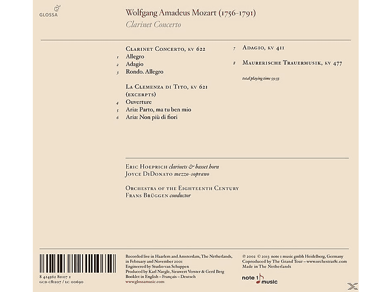 Thumbnail - Eric Hoeprich, Orchestra Of The Eighteenth Century - Clarinet Concertos (CD)