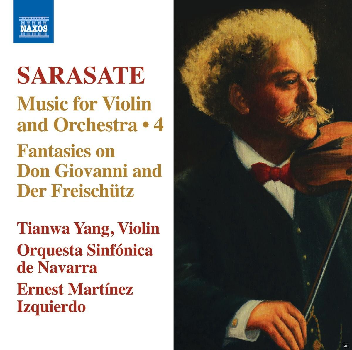 Albumcover. Mann spielt Geige. Text: Sarasate, Musik für Violine und Orchester. Naxos.