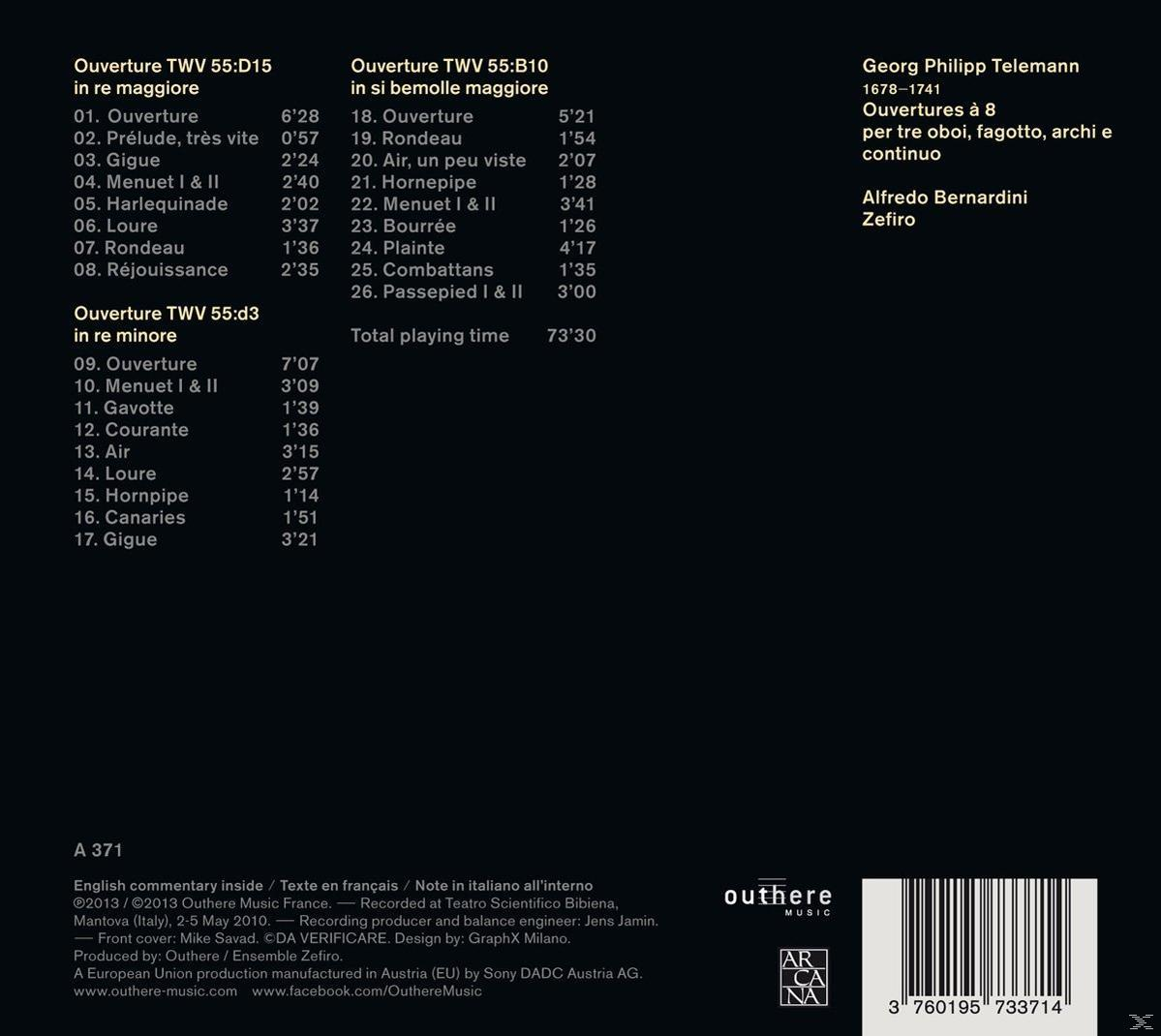 Zefiro - Ouvertures a 8  - (CD)