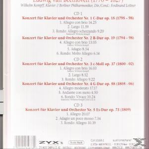 CD-Hülle mit Text, der Beethovens Klavierkonzerte auflistet. Weißer Hintergrund mit schwarzem Text. ZYX-Logo.
