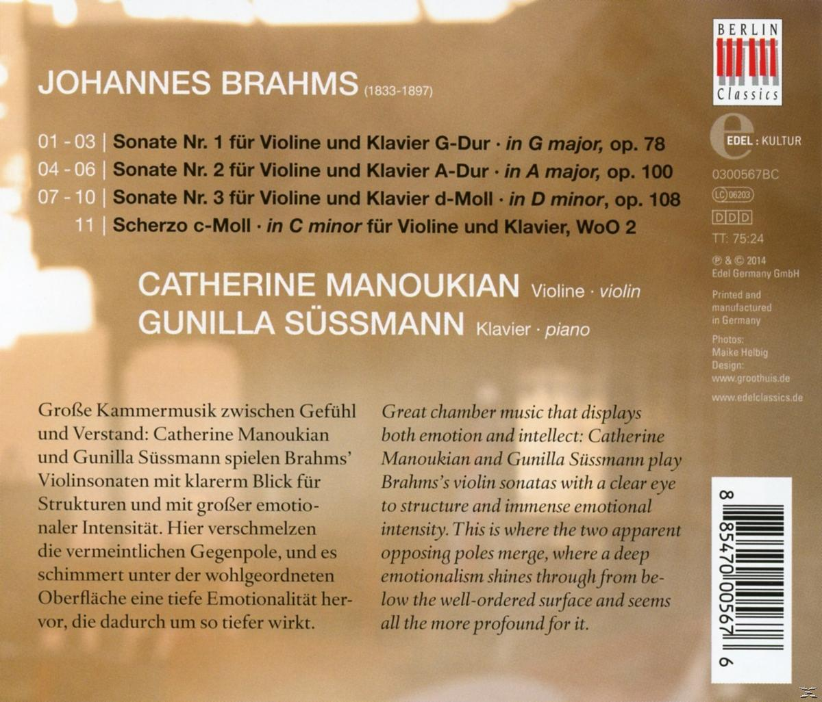 Catherine Manoukian, Gunilla Süssmann - Brahms: Violin Sonatas 1-3  - (CD)
