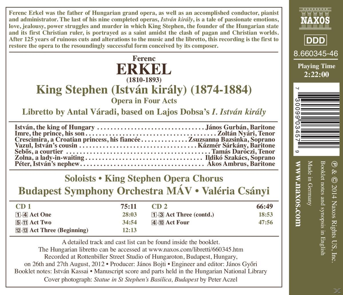 CD-Cover mit Text über Ferenc Erkels Oper König Stephan und einer Liste von Solisten.
