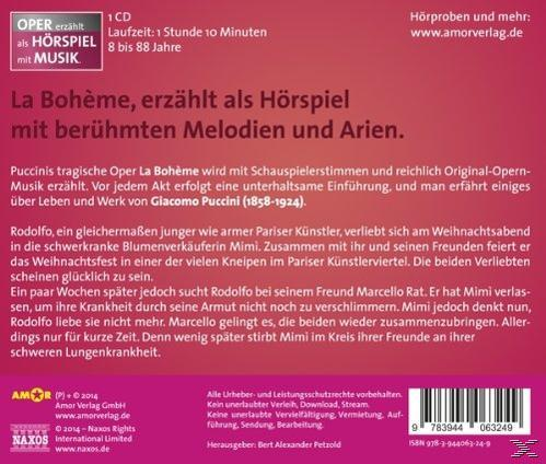 CD-Cover. Text über La Bohème, mit Noten und Künstlern. Text auf Deutsch.