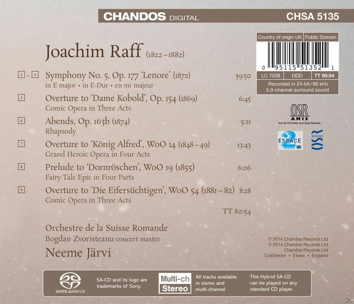 Orchestre De La Suisse Romande - Raff: Symphony No. 5/ Overtures/ Abends  - (SACD Hybrid)