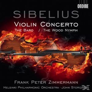 Albumcover zeigt eine Geige in Flammen. Text enthält 'Sibelius Violin Concerto' und Künstlernamen.