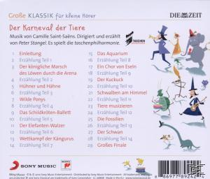Rückseite einer CD-Hülle mit farbenfrohen Illustrationen, Cartoonfiguren und Noten.