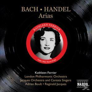 CD-Cover: 'Bach Handel Arien'. Porträt einer Frau in einem roten Kreis und ein plattenähnlicher Hintergrund.