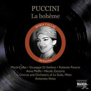 Albumcover, Maria Callas Portrait, schwarz-rotes Design.