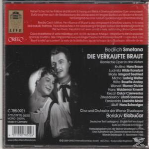 CD-Cover: Die verkaufte Braut, ein Paar auf dem Cover. Schwarzer Hintergrund und roter Text.