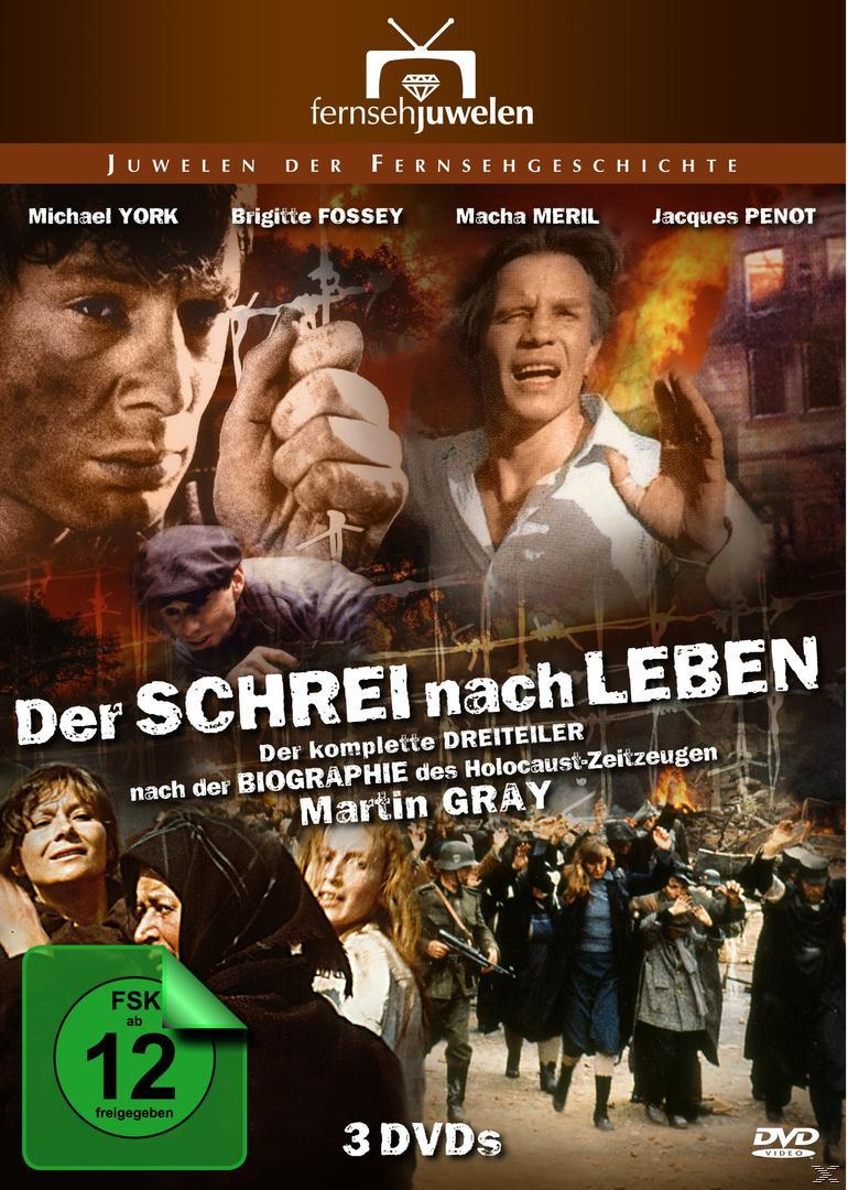 DVD-Cover: Schauspieler in einem Drama. Titel: Der Schrei nach Leben. Text auf Deutsch. Rating-Aufkleber, 3 DVDs.