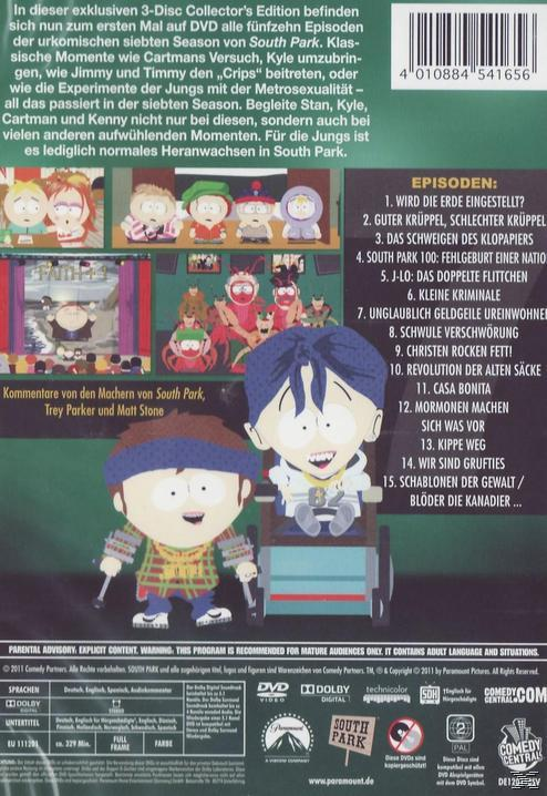 DVD-Cover von South Park mit Charakteren der Show, Episodentitel rechts.