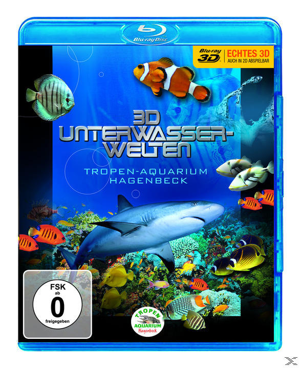 Blu-ray Disc mit einer Unterwasserszene, mit Fischen und einem Hai.