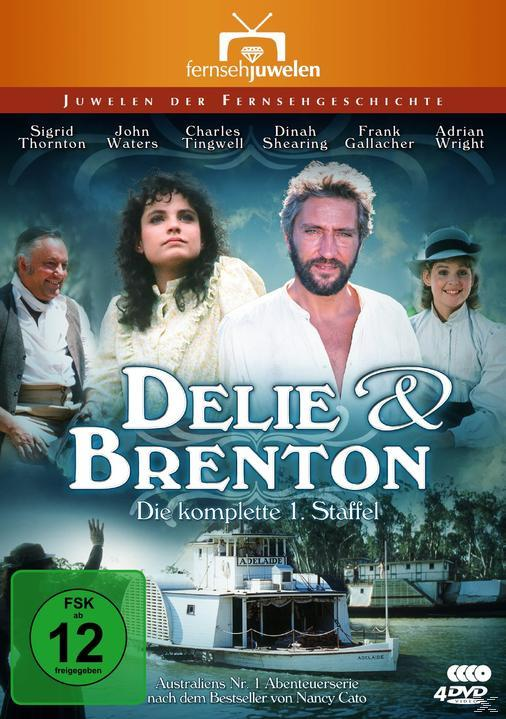 DVD-Cover mit Schauspielern, Boot, Titel 'Delie & Brenton' und deutschem Text.