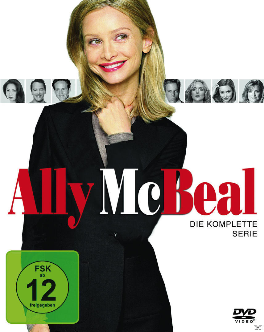 DVD-Cover für Ally McBeal. Die Frau lächelt. Die DVD hat Text auf Deutsch.