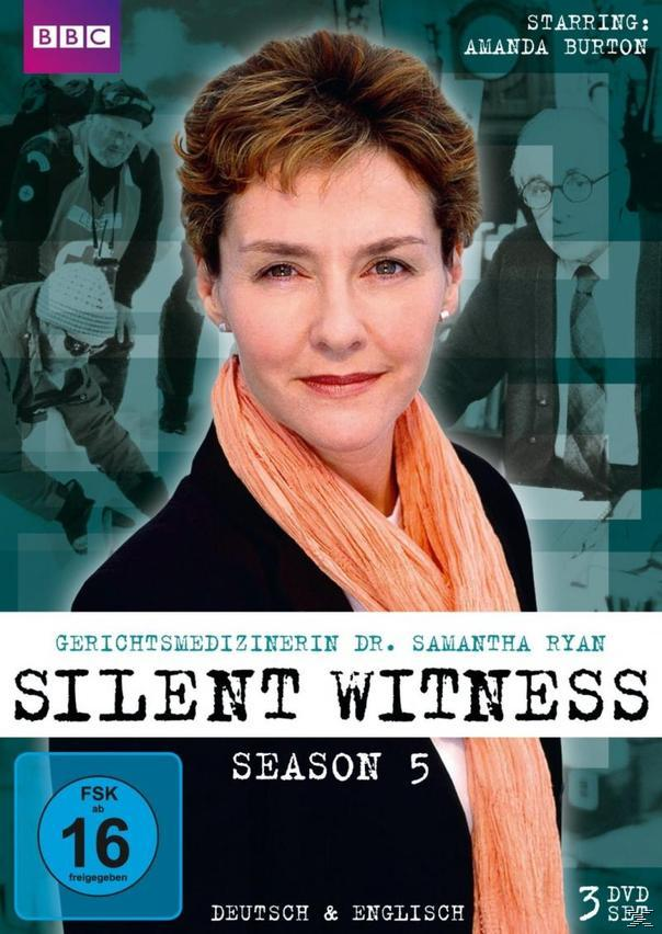 DVD-Cover: Silent Witness, eine Frau mit Schal blickt den Betrachter an. Text unten.