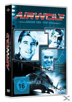 DVD-Cover für 'Airwolf: Season Two - Part One'. Zeigt Schauspieler und einen Helikopter.