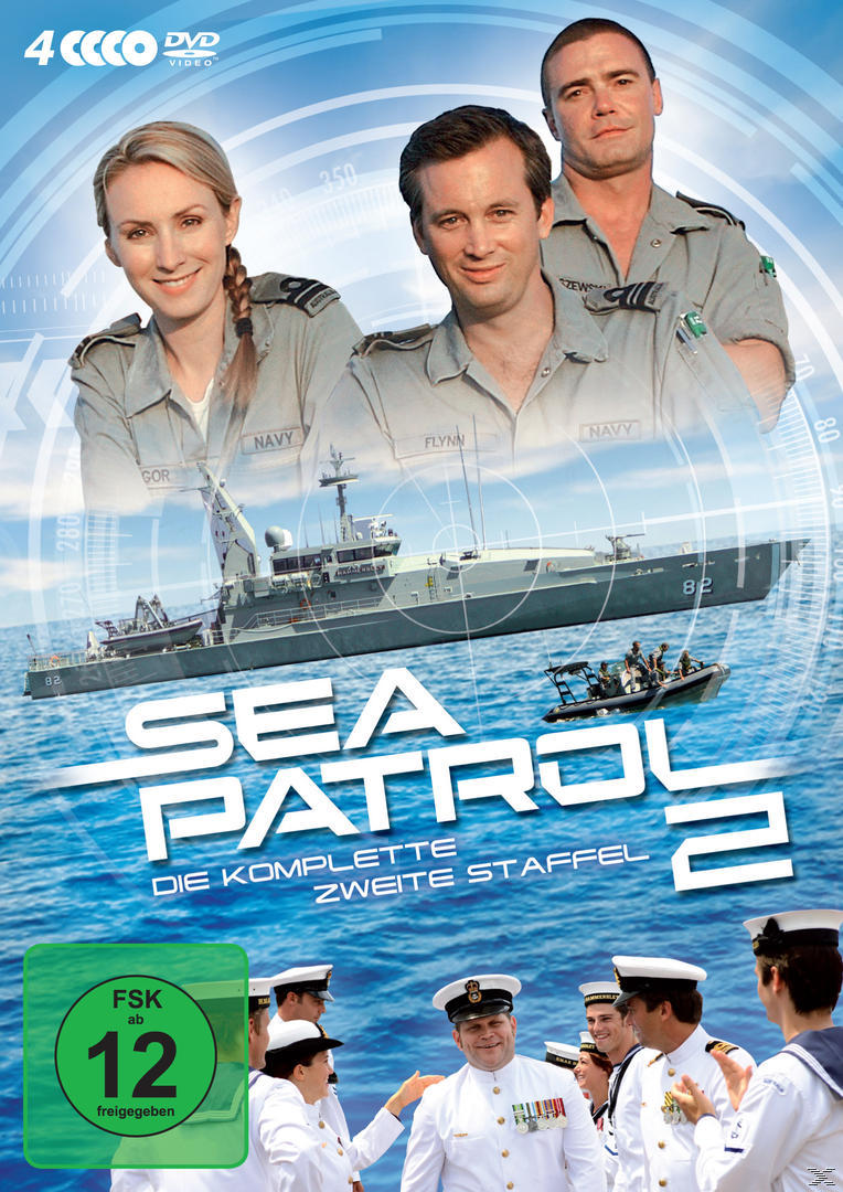 DVD-Cover, Marineoffiziere, ein Schiff und der Titel: 'Sea Patrol 2'.
