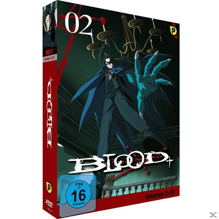 Anime-Box-Set-Cover: Blood+, ein Mann mit Umhang und monströser Hand.