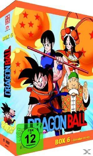 Dragon Ball DVD-Box. Zeichentrickfiguren auf farbenfrohem Hintergrund mit Text.