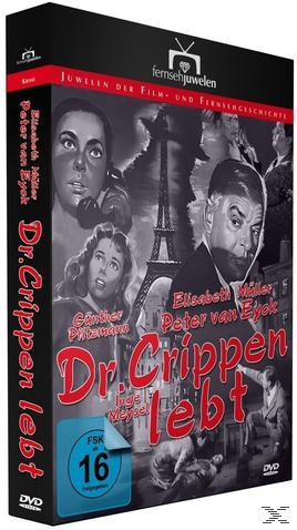DVD-Cover: Film Dr. Crippen lebt. Schwarz-Weiß-Fotos von Schauspielern. FSK 16.