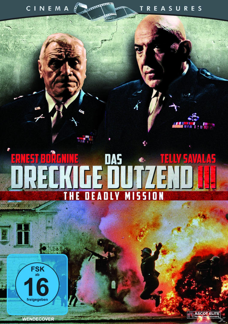 DVD-Cover mit Männern in Militäruniformen und dem Titel 'Das Dreckige Dutzend III'. Dunkler Hintergrund.