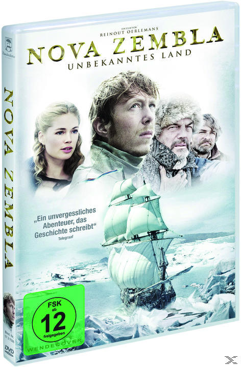Filmposter mit Menschen auf einem Schiff in einer Schneelandschaft.