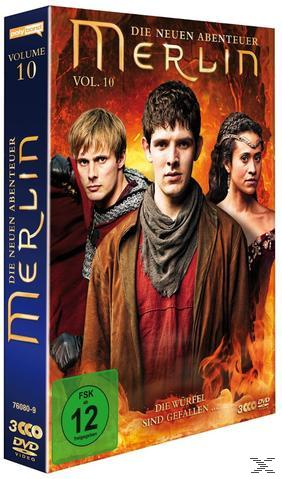DVD-Cover der TV-Show Merlin mit drei Schauspielern.