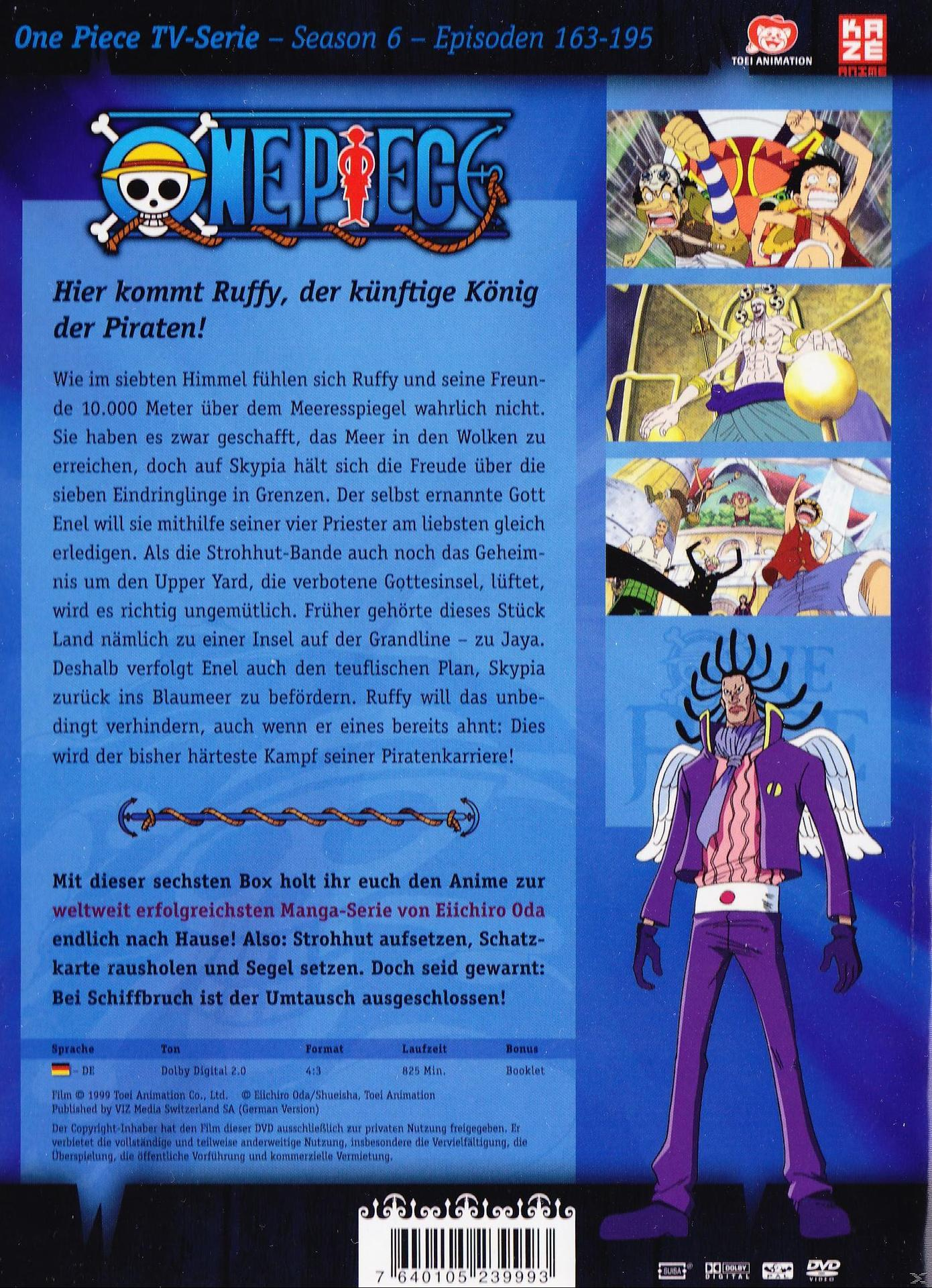 DVD-Cover für One Piece. Illustration von Anime-Charakteren, Text auf Deutsch und Piraten-Thema.