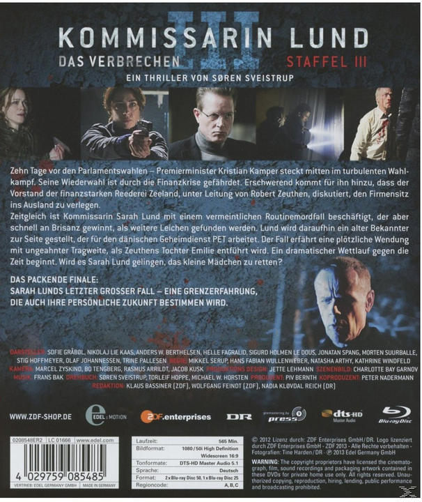 DVD-Cover: Gruppe von Personen in einer Detektivszene, mit Text auf Deutsch. Blu-ray Disc Logo.