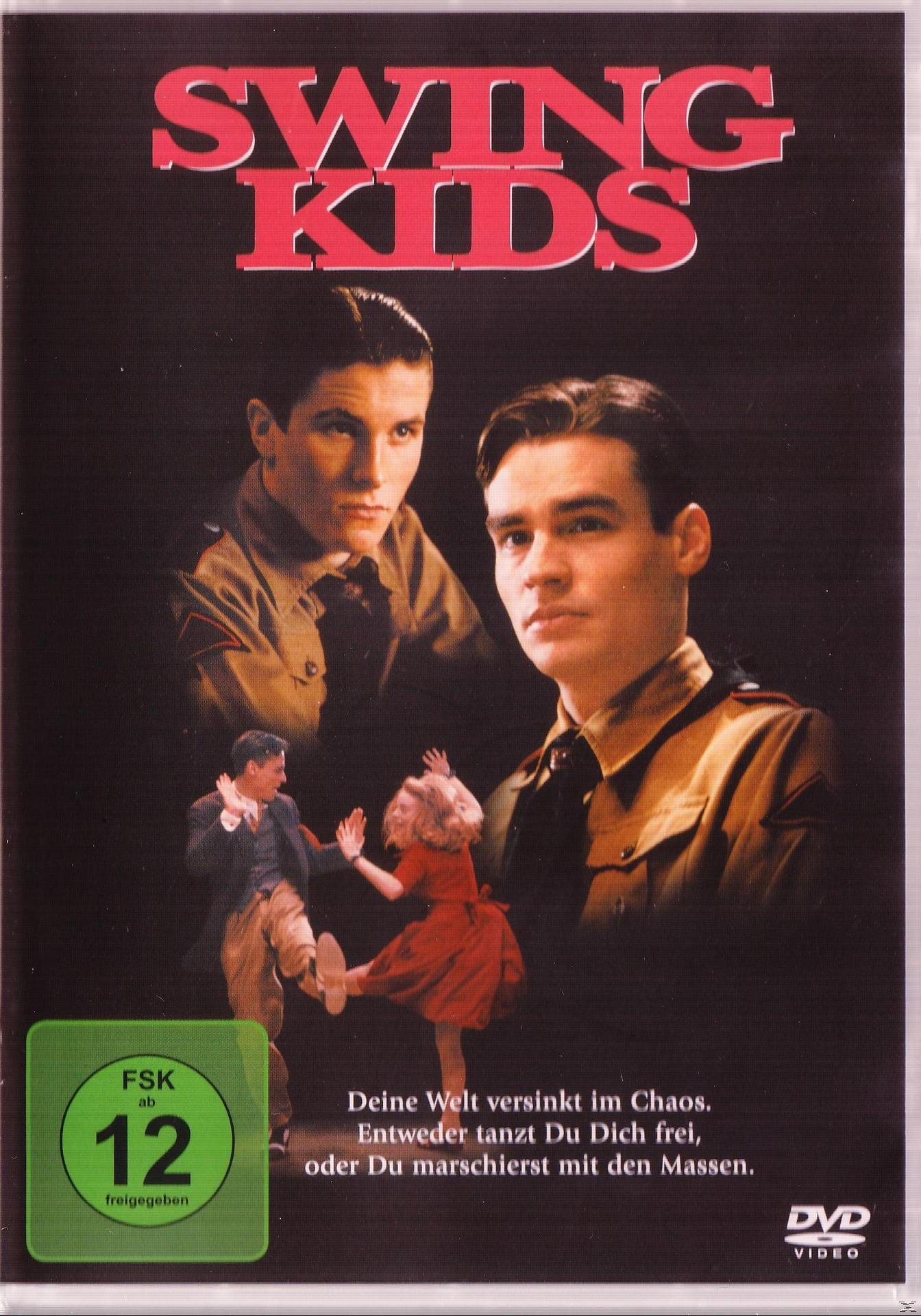 DVD-Cover von 'Swing Kids' mit zwei Männern und tanzenden Figuren.