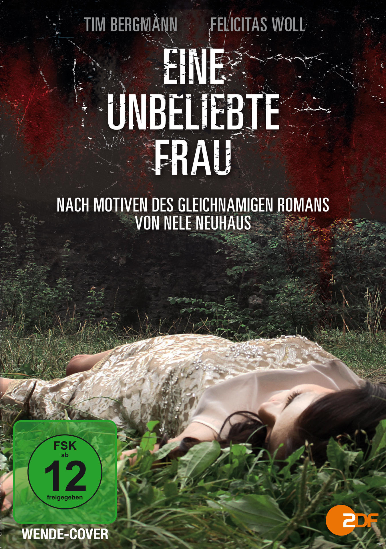 DVD-Cover. Eine Frau liegt auf Gras. Der Text lautet 'Eine Unbeliebte Frau'. Dunkel und düster.