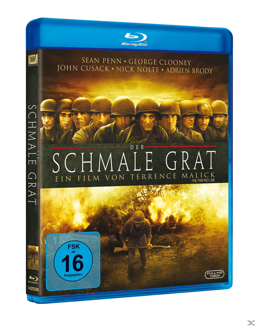 DVD-Cover von 'Der schmale Grat'. Zeigt Soldaten mit Helmen und Explosionen im Hintergrund.
