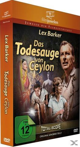 DVD-Cover des Films 'Das Todesauge von Ceylon'. Enthält Schauspieler und Filmtitel.