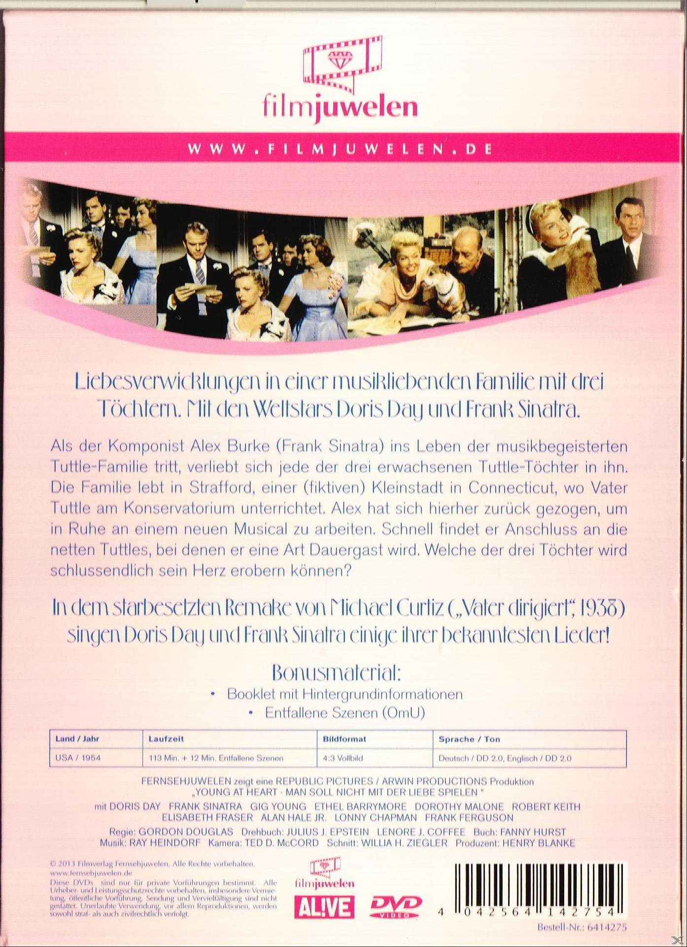 DVD-Cover. Text und Bilder über eine Musikkomödie mit Doris Day und Frank Sinatra.