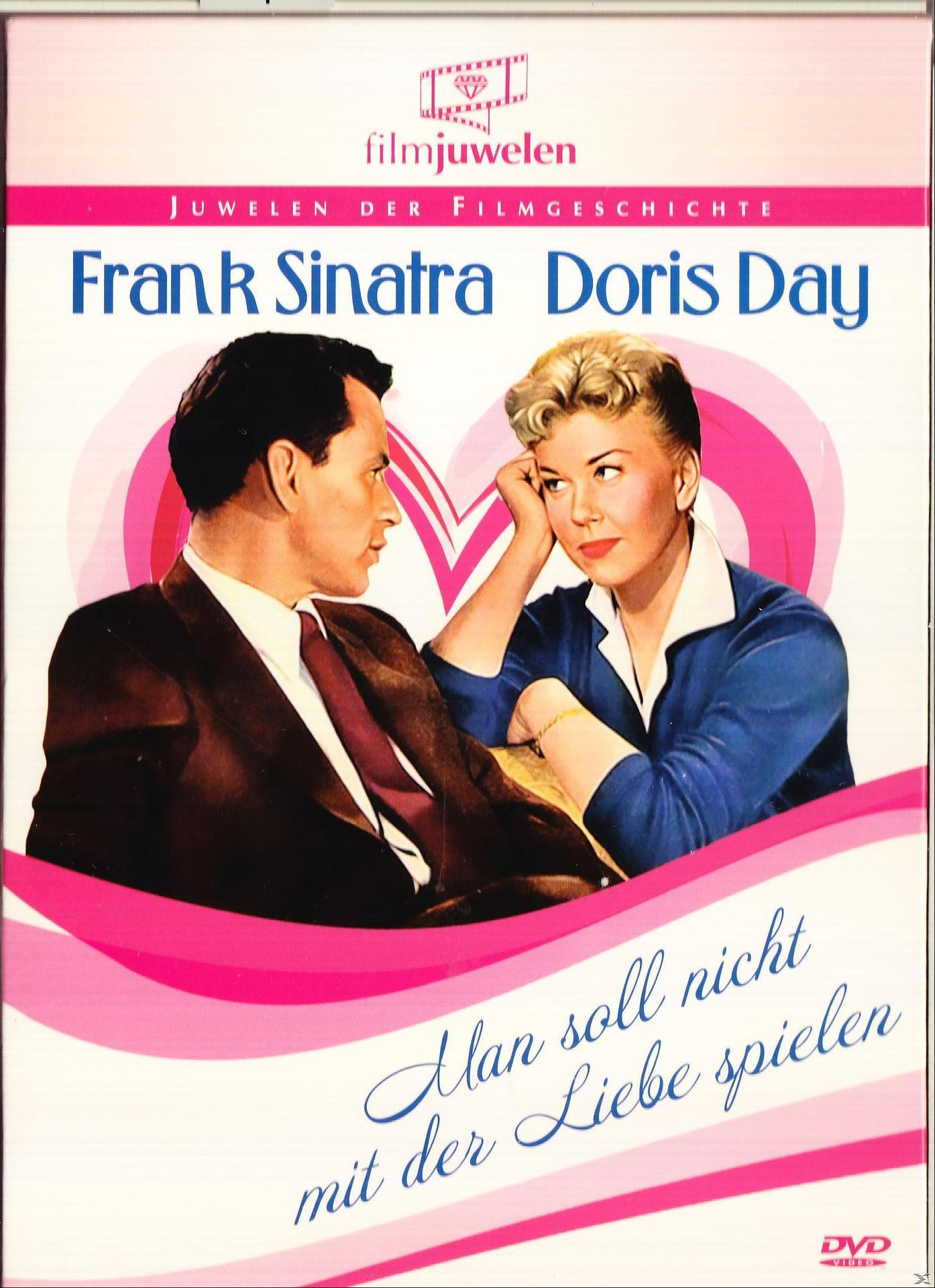 DVD-Cover, Frank Sinatra und Doris Day. Rosa Herzumriss, Titel: Man soll nicht mit der Liebe spielen.