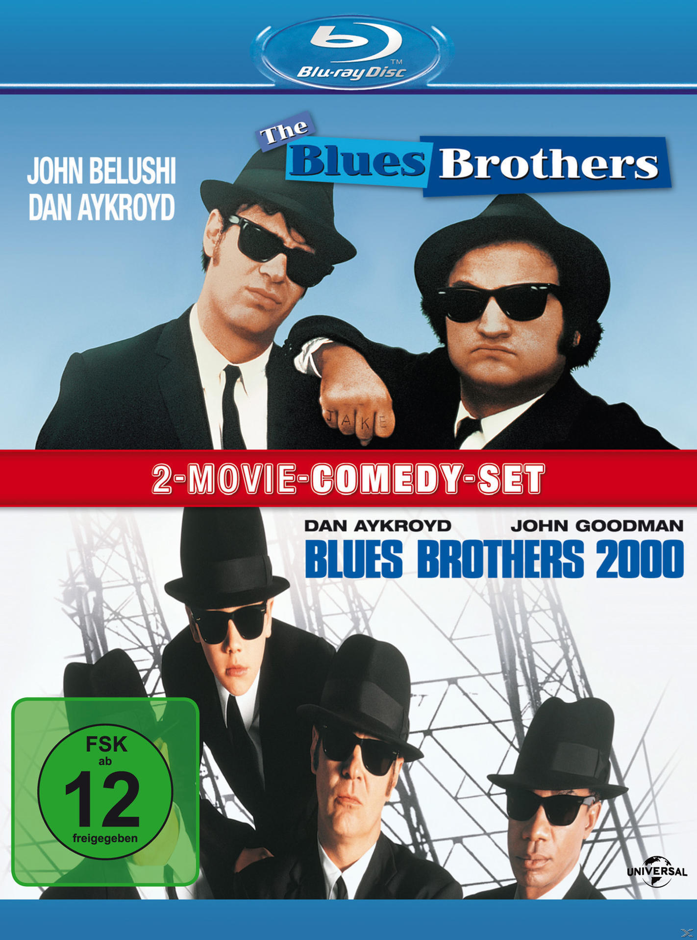 DVD-Cover mit zwei Männern in Anzügen. The Blues Brothers.