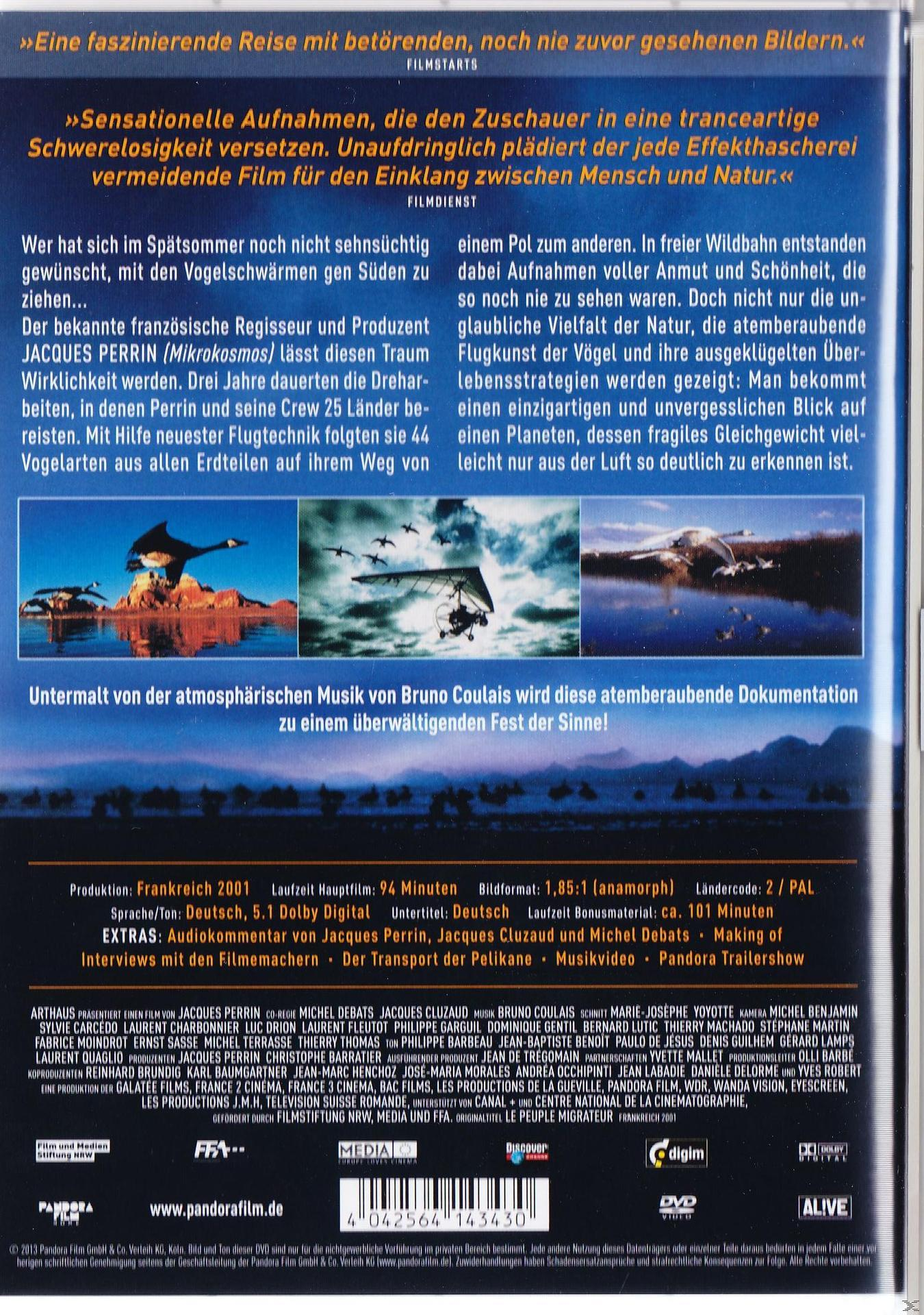 Ein Filmcover mit deutschem Text. Mehrere Vögel fliegen über ein Gewässer.
